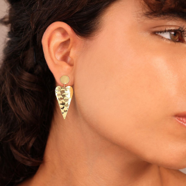 Etrusca Orecchini Cuori Pendenti Martellati