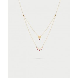 Rue des Mille Girocollo Double Cuore e Punti Luce